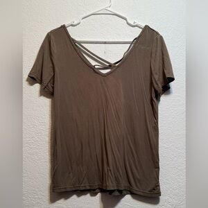 Green Short sleeve Criss Cross Neck